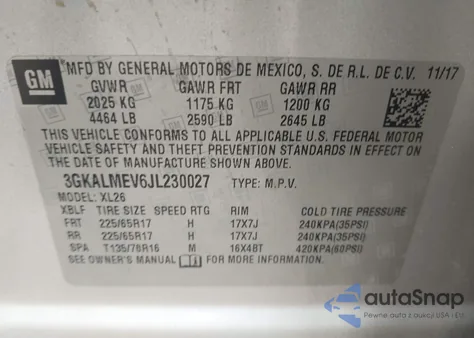 2018 GMC Terrain Sle from USA, damaged, VIN 3GKALMEV6JL230027